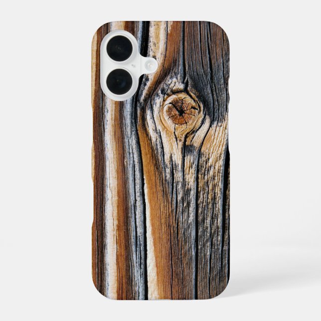 COOL Wood Grain Pattern iPhone 16 Case (Back)