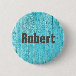 Cool Wood Personalised Name Tag Custom Blue  6 Cm Round Badge