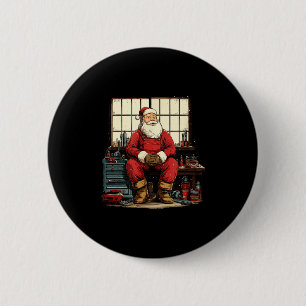 Cool Workshop Santa Claus With Wrenches Tool Costu 6 Cm Round Badge