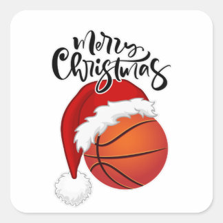Cool Xmas Basketball fan design Merry Christmas Square Sticker