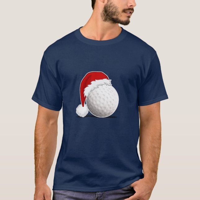 Cool Xmas Golf ball fan design Merry Christmas T-Shirt (Front)