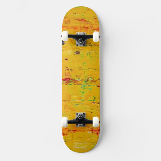 Cool Yellow Aesthetic Art Skateboard (Front)