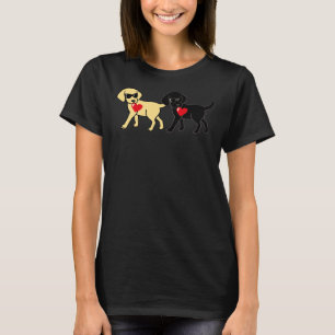 Cool Yellow And Black Labradors With Hearts T-Shirt