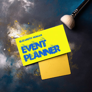 Cool Yellow and Blue Grunge Typography Business Ca Card