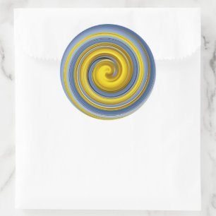 Cool yellow and blue spiral classic round sticker