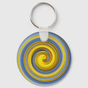 Cool yellow and blue spiral key ring