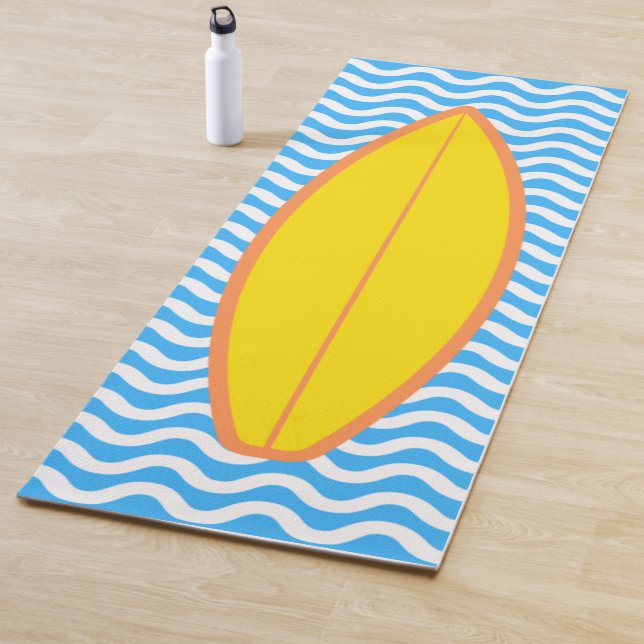 Cool Yellow Blue Waves Surfing Yoga Mat (In Situ)