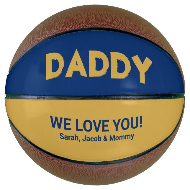 Cool Yellow Gold Blue Custom Name Daddy Basketball (Front)