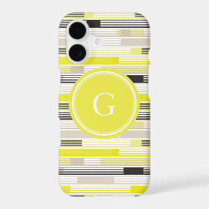Cool yellow grey black stripes Custom Monogram