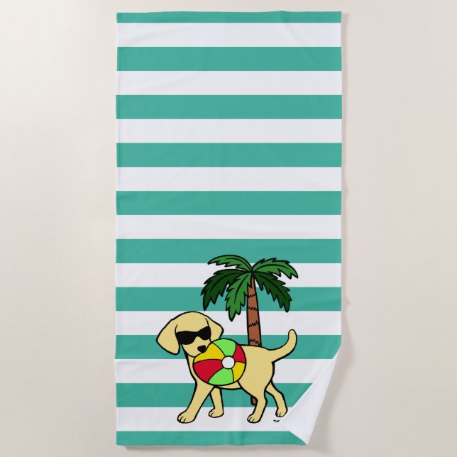 Cool Yellow Labrador Sunglasses Beach Towel (Front)