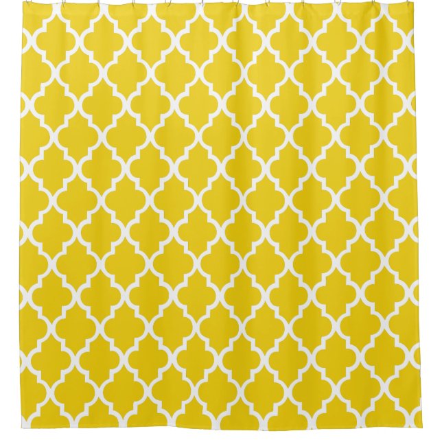 Cool Yellow Quatrefoil Pattern Shower Curtain (Front)