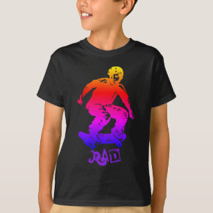 Cool Yellow Red Purple Skateboarder Rad Sports T-Shirt