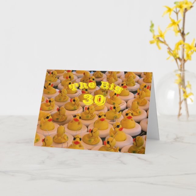 Cool Yellow Rubber Ducks Funny 30th Birthday   Card (Yellow Flower)