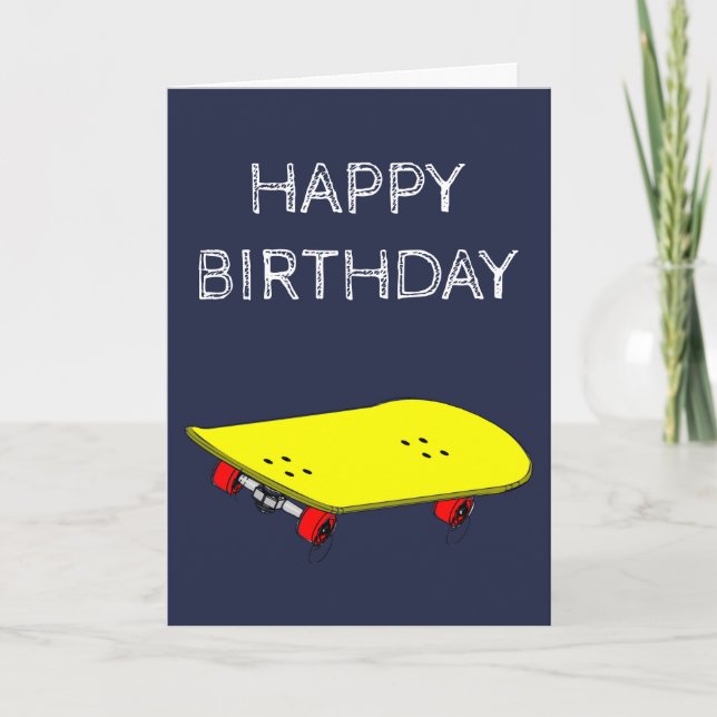 Cool yellow skateboard card (Front)