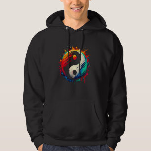 Cool Yin and Yang Symbol Graffiti Art Style Men Wo Hoodie