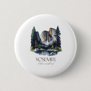 Cool Yosemite National Park Hiking Watercolor Grap 6 Cm Round Badge