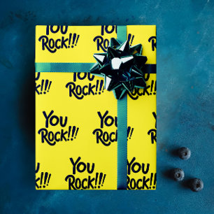 Cool You Black And Yellow Modern Typo Pattern   Wrapping Paper