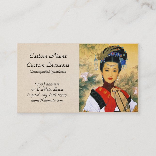 Cool young beautiful chinese princess Guo Jin art Business Card (Front)