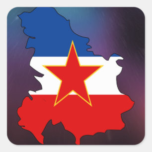 Cool Yugoslavia Flag Map Square Sticker