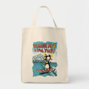 Cool Yule Tandem Surfing Hawaiian Penguins Tote Bag