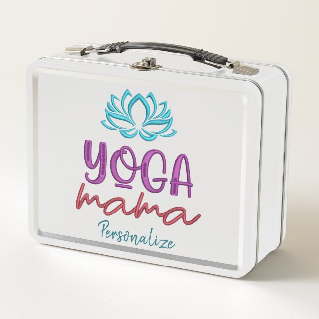 Cool Zen Yoga Mama Quote Personalised Metal Lunch Box (Front)