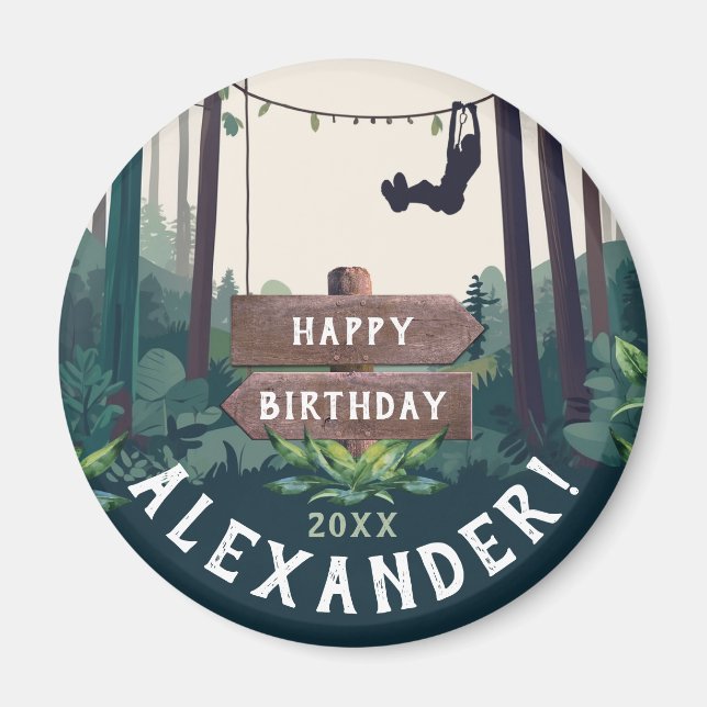 Cool Zipline Forest Outdoor Adventure Botanical Magnet (Front)