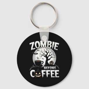 Cool Zombie Before Coffee Halloween Funny  Key Ring