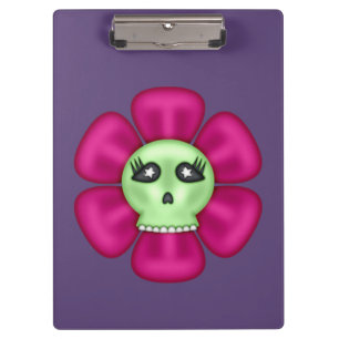 Cool Zombie Skull Flower Clipboard