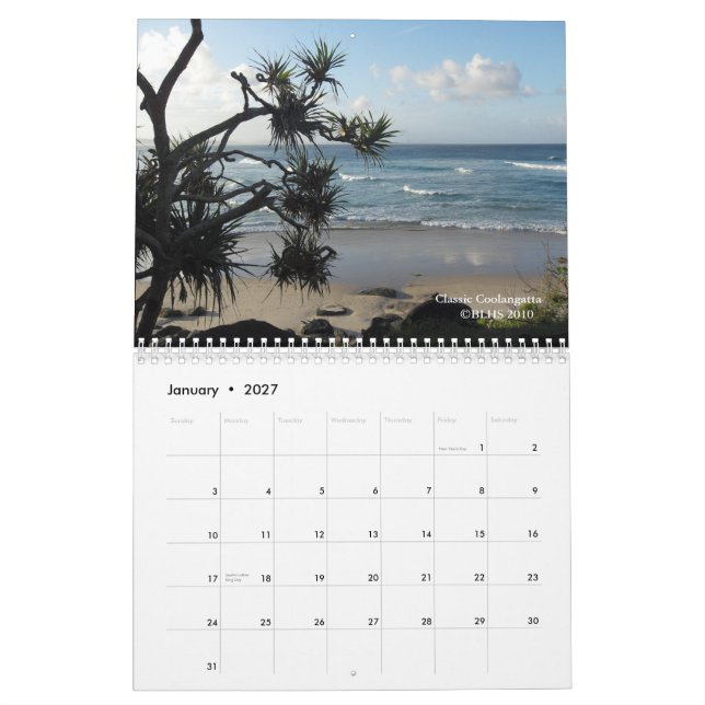 Coolangatta Area Calendar 2011 (Jan 2027)