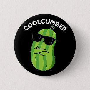 Coolcumber Funny Veggie Cucumber Pun Dark BG 6 Cm Round Badge