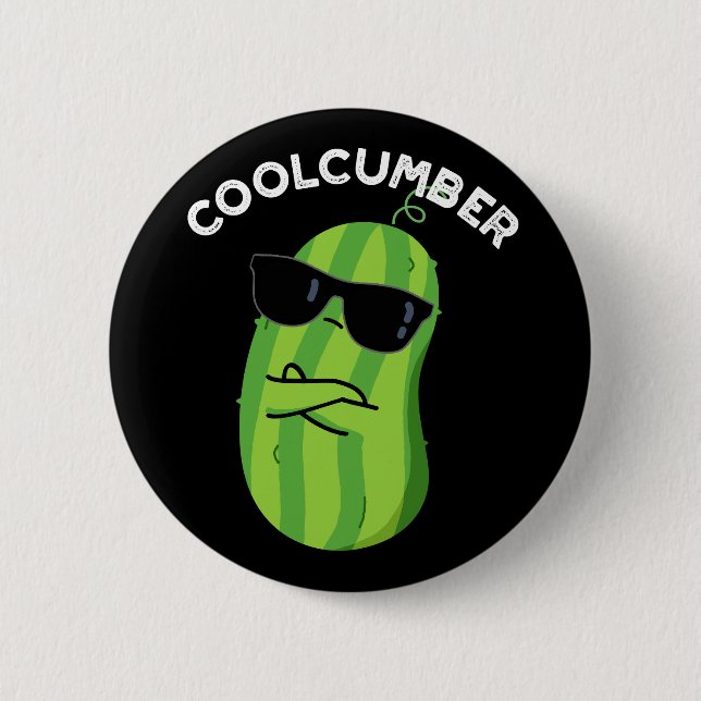 Coolcumber Funny Veggie Cucumber Pun Dark BG 6 Cm Round Badge (Front)