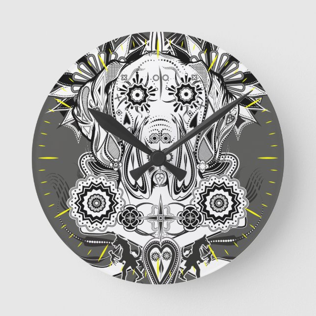 Coole Dogge mit individueller Aufschrift Round Clock (Front)