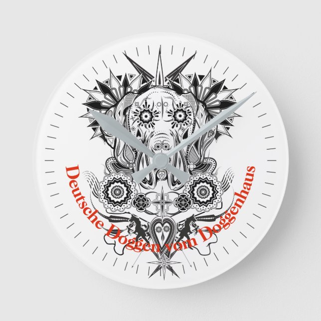 Coole Dogge mit individueller Aufschrift Round Clock (Front)