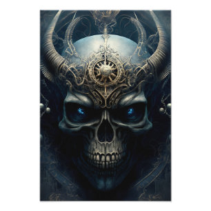 Cooler böser Totenkopf mit Hörner Design  Photo Print