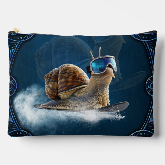 Cooler than the rest, the snowboarding snail.  accessory pouch (Front)