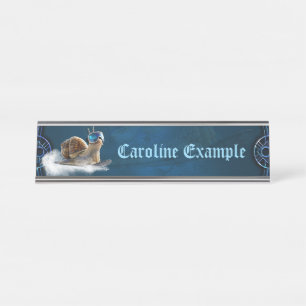 Cooler than the rest, the snowboarding snail. desk name plate