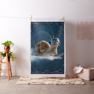 Cooler than the rest, the snowboarding snail. fabric