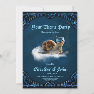 Cooler than the rest, the snowboarding snail. invitation