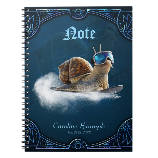 Cooler than the rest, the snowboarding snail.  notebook (Front)