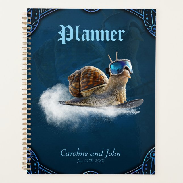 Cooler than the rest, the snowboarding snail.  planner (Front)