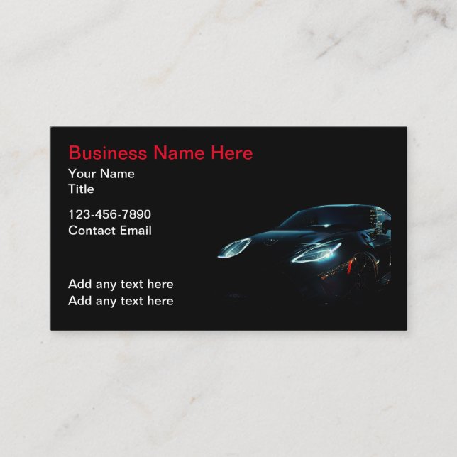 Coolest Automotive Theme Business Cards (Front)