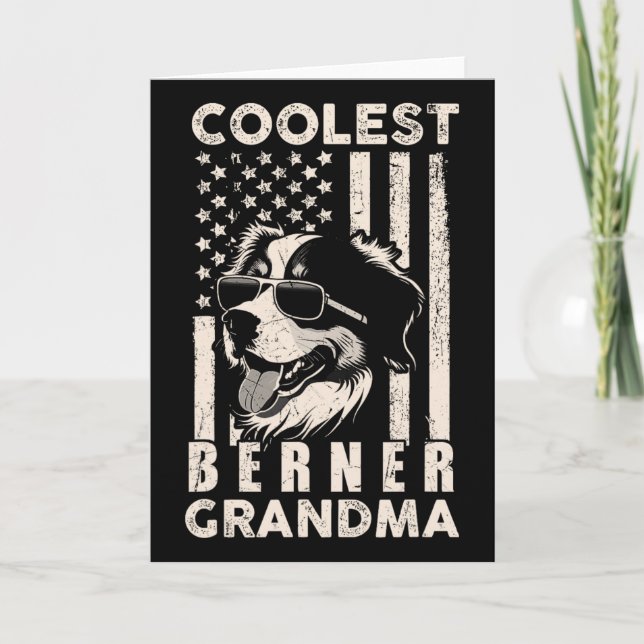 Coolest Berner Grandma Vintage American Flag Funny Card (Front)