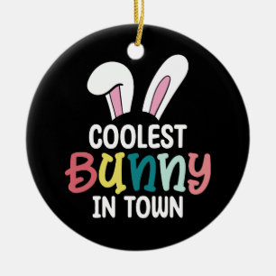 Coolest Bunny In Town Easter Bunny Rabbit Ceramic Tree Decoration