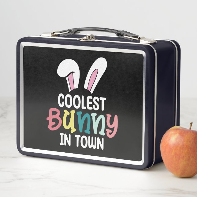Coolest Bunny In Town Easter Bunny Rabbit Metal Lunch Box (In Situ)