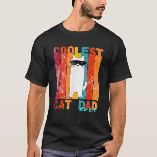 Coolest Cat Dad Ever Retro Distressed T-Shirt