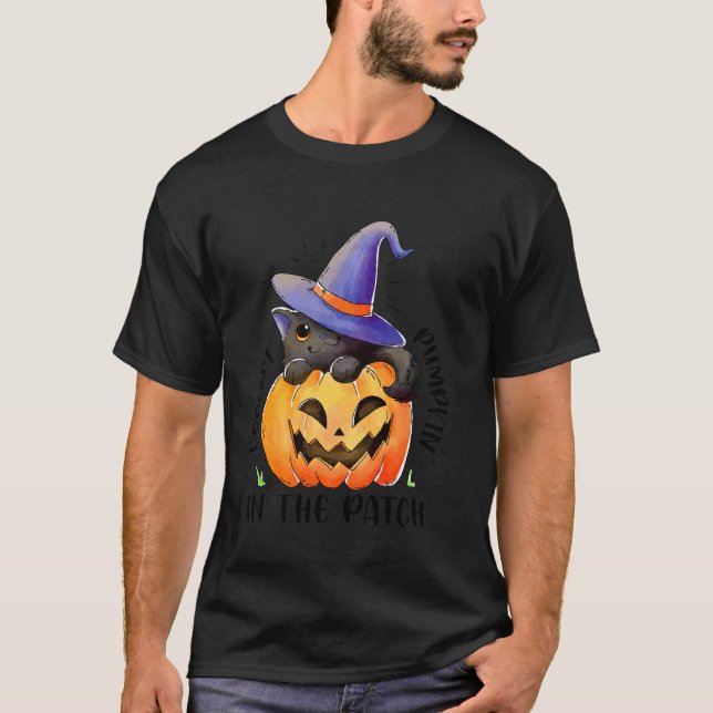 Coolest Cat Witch Pumpkin In The Patch  Jack O Lan T-Shirt (Front)