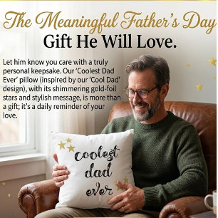 Coolest Dad Ever Black and White Keepsake Cushion
