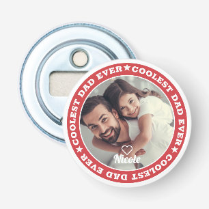 Coolest Dad Ever Modern Custom Photo Keepsake Bottle Opener