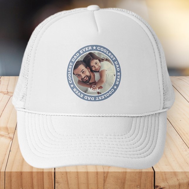 Coolest Dad Ever Modern Custom Photo Trucker Hat (Creator Uploaded)