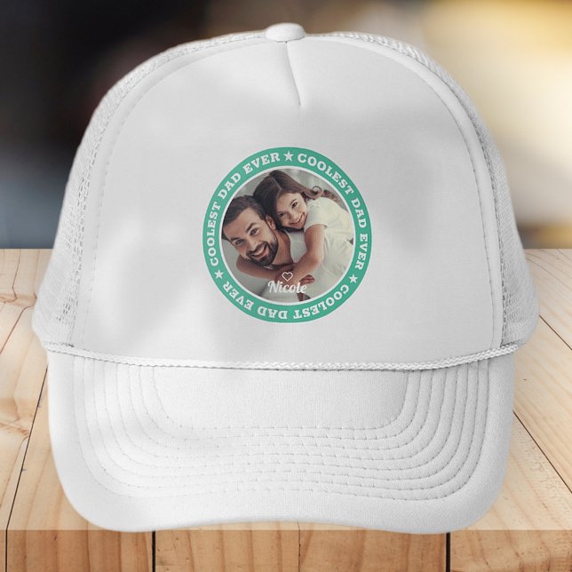 Coolest Dad Ever Modern Custom Photo Trucker Hat (Creator Uploaded)